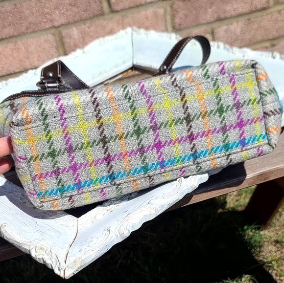 NWOT Coach plaid colorful satchel - Picture 8 of 10